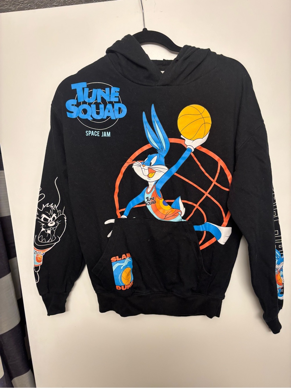 Space Jam A New Legacy Hoodie Mens S Blk Tune Sqd Goons vs Tunes Bugs Bunny Taz